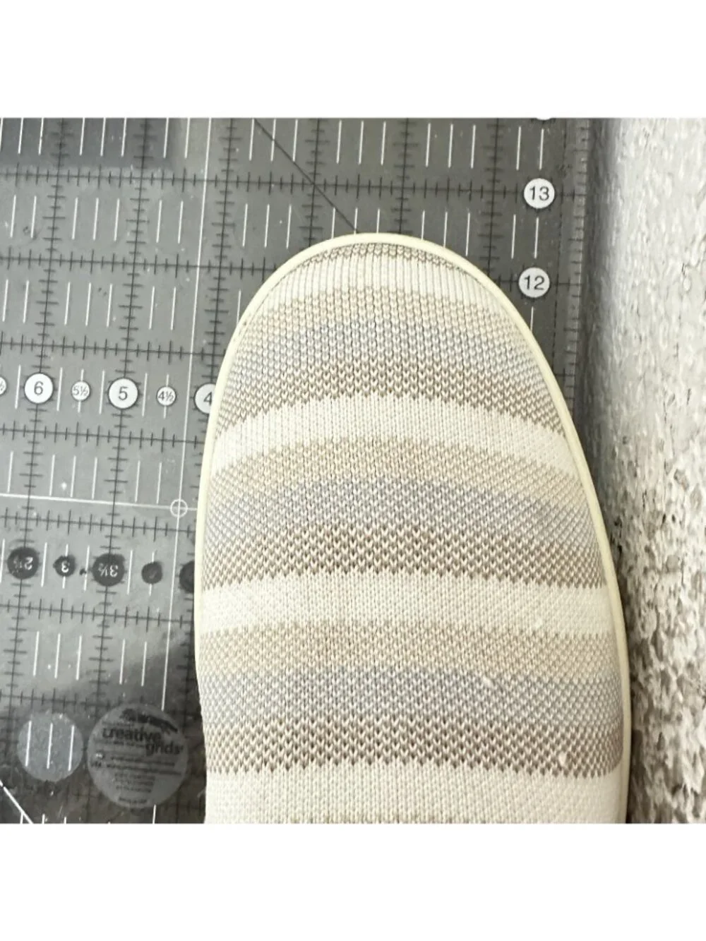 Rothys The Sneaker Slip On Women Size 12 White Grey Striple Casual Comfort Shoes - Picture 3 of 11